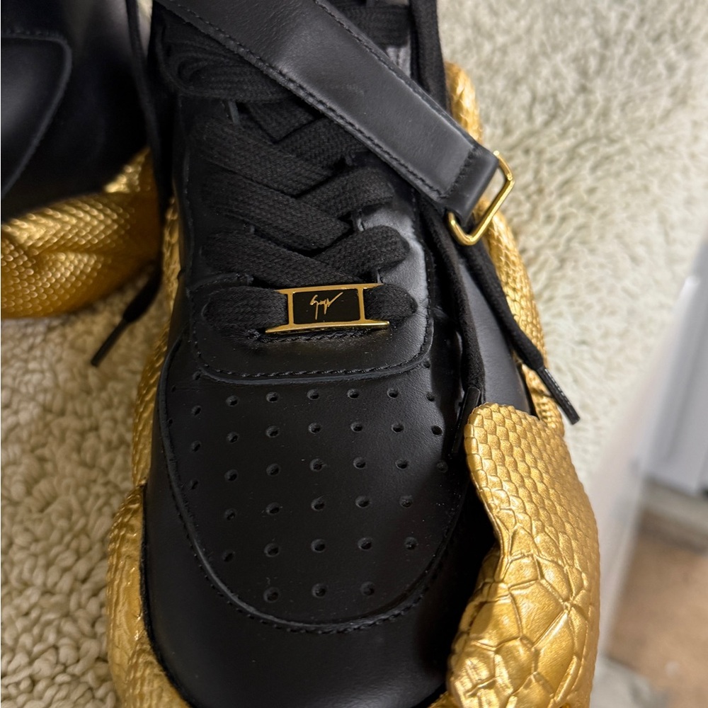 Giuseppe Zanotti Black Sneakers with Gold Detailing